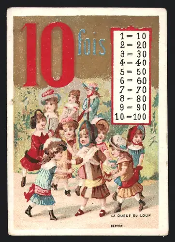 Sammelbild Mondicourt, Chocolat Ibled, La queue du loup, 10er Einmaleins