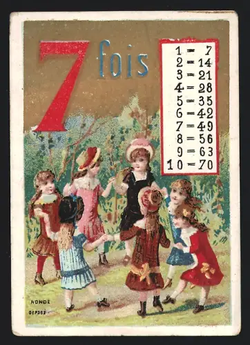 Sammelbild Mondicourt, Chocolat Ibled, Ronde, 7er Einmaleins