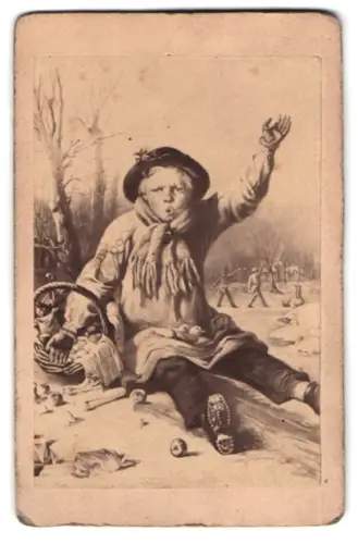 Fotografie Gemälde: Oh!, Junge stürzt in den Schnee, nach Fitzgerald