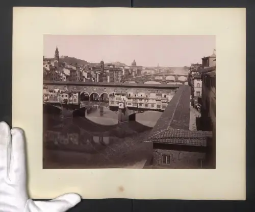 Fotografie unbekannter Fotograf, Ansicht Firenze, Ponte Vecchio, Grossformat 28 x 35cm