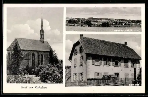 AK Rüdigheim, Kirche, Rathaus, Gesamtansicht