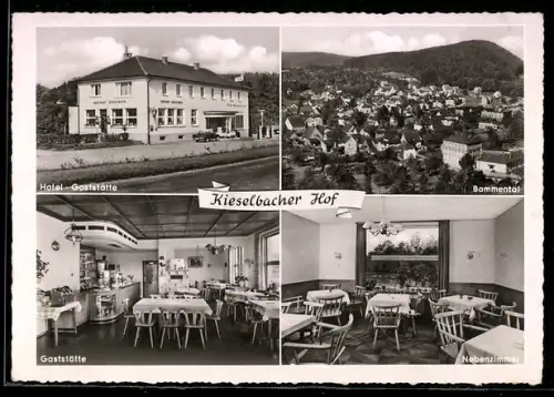 AK Bammental-Wiesenbach bei Heidelberg, Gasthaus Kieselbacher Hof, Bes. S. und O. Kieselbach, Totalansicht des Ortes