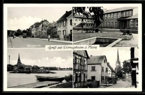 AK Dörnigheim a. Main, Hauptstrasse, Neue Schule, Untergasse