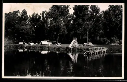 AK Rotenburg /Fulda, Schwimmbad mit Steg und Wasserrutsche