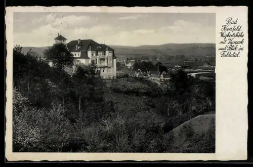 AK Bad Hersfeld, Hotel Wigbertshöhe mit Kurpark und Blick ins Fuldatal