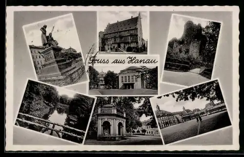 AK Hanau, Gebrüder Grimm-Denkmal, Marktplatz, Stadthalle, Parkanlagen am Fliess