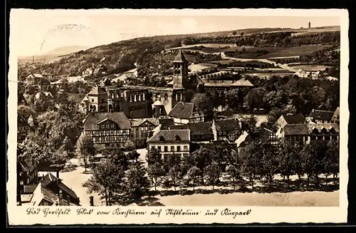 AK Bad Hersfeld, Blick vom Kurhaus auf Altstadt, Stiftsruine und Ruine Küppel