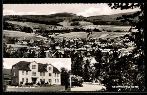 AK Oberaula /Kassel, Gasthof zur alten Post, Ortsansicht
