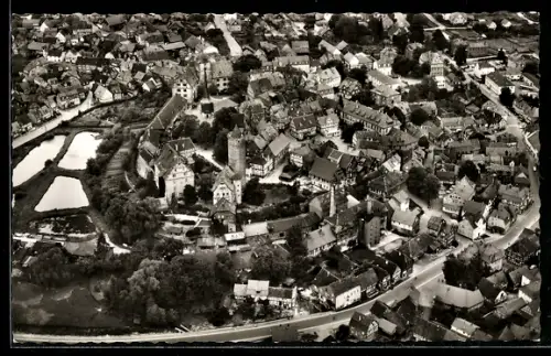 AK Schlitz /Oberhessen, Luftbild der Burgenstadt mit Stadtkern und Teichen