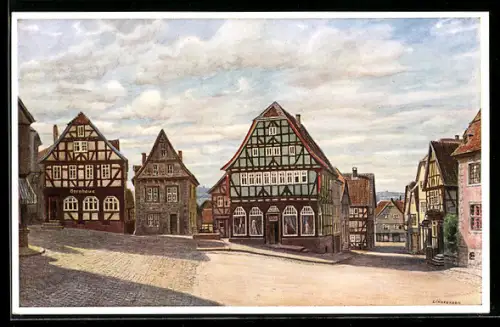 AK Lauterbach /Hessen, Fachwerkhäuser am Marktplatz