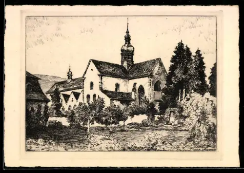 Künstler-AK Kloster Eberbach /Rheingau, Klosterkirche von Süd-Osten
