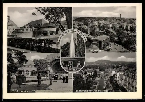AK Bad Nauheim, Sprudelhof, Trinkkuranlage, Johannisberg, Teilansicht der Stadt