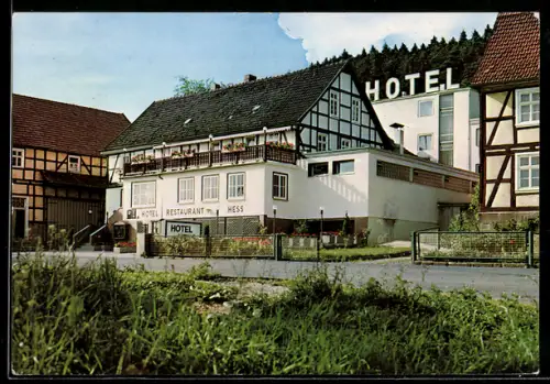 AK Neuenstein-Aua, Hotel Restaurant Hess, Wilh. Hess, Autobahnabfahrt Hersfeld-West