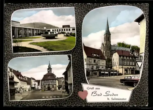 AK Bad Soden b. Salmünster, Kurhaus, Kirche, Rathaus