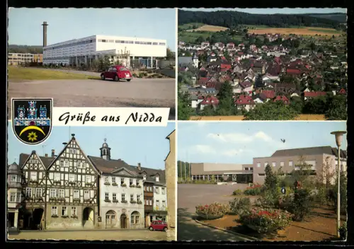AK Nidda /Hessen, Rathaus, Wohnsiedlung, Industriegebäude