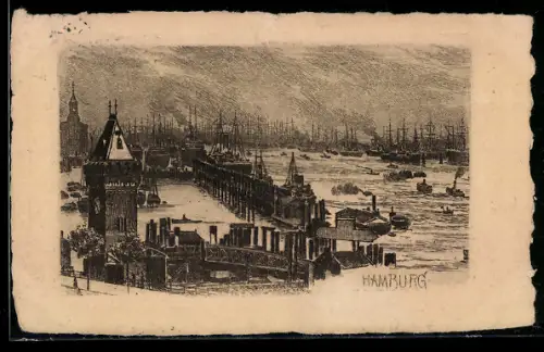 Künstler-AK Hamburg, Hafen