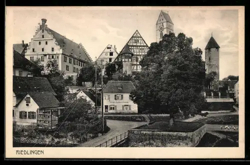 AK Riedlingen, Altstadt, Fachwerkhäuser, Stadtturm