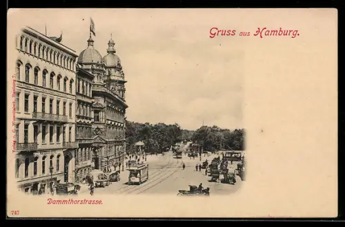 AK Hamburg-Neustadt, Dammtorstrasse mit Strassenbahn