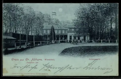Mondschein-AK Hamburg-Wandsbek, Gasthof Gr. Jüthorn, Seitenansicht