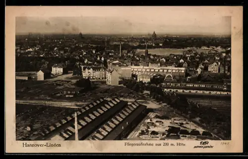 AK Hannover-Linden, Ortsansicht vom Flugzeug aus