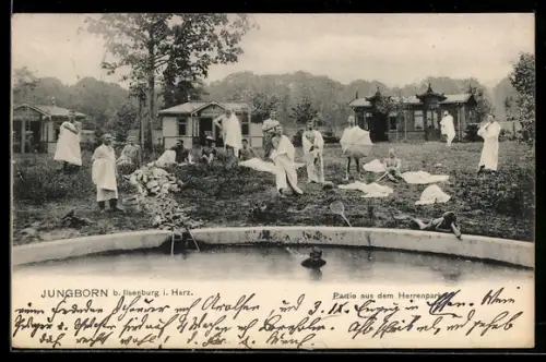 AK Jungborn b. Ilsenburg, Badegäste im Herrenpark, Badekultur