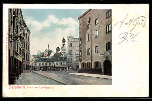 AK Rosenheim, Strasse am Ludwigsplatz