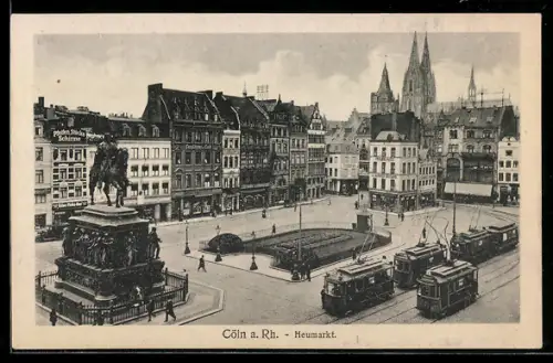 AK Köln, Strassenbahnen auf dem Heumarkt