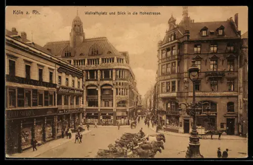AK Köln a. Rh., Wallraffsplatz und Hohestrasse mit Geschäften