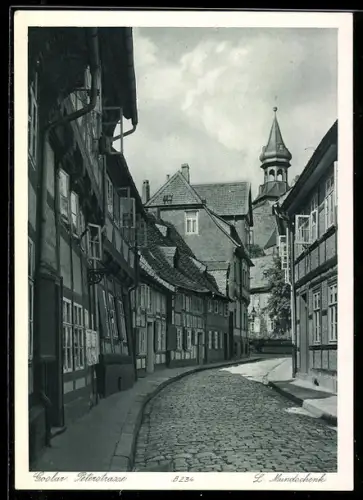 AK Goslar, Peterstrasse mit Fachwerkhäusern