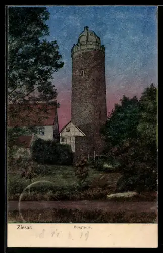 Luna-AK Ziesar, Blick auf den Burgturm