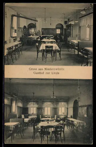 AK Niederzwönitz, Gasthof zur Linde, Innenansicht