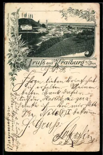 AK Kraiburg a. Inn, Teilansicht des Ortes aus erhöhter Position
