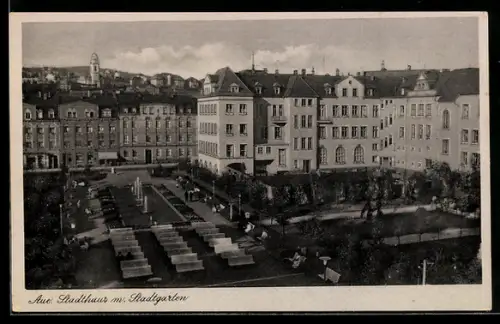 AK Aue, Stadthaus mit Stadtgarten