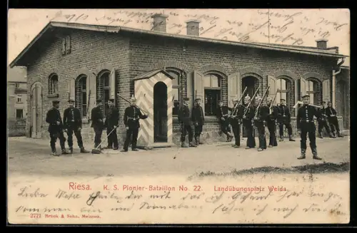 AK Riesa, Landübungsplatz Weida, Kaserne, K. S. Pionier-Batillon No. 22