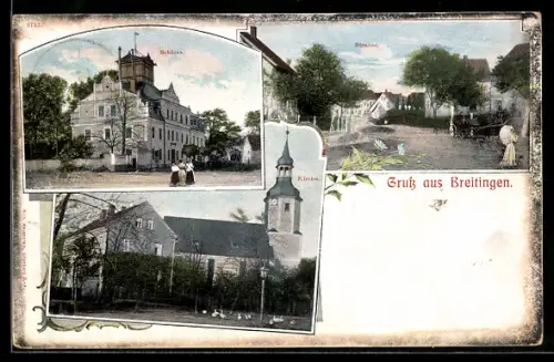 AK Breitingen, Schloss, Kirche, Strassenansicht