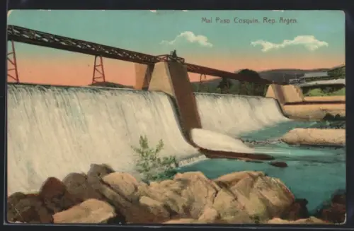 AK Mal Paso Cosquin, Damm und Eisenbahnbrücke