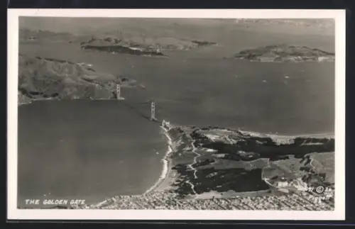 AK San Francisco, CA, The Golden Gate with Bridge, aerial view