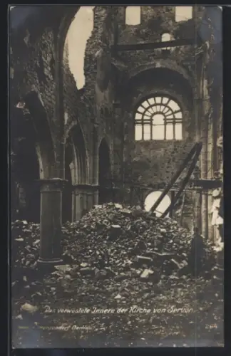 AK Servon, Das verwüstete Innere der Kirche von Servon