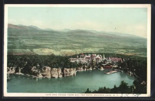 AK Mohonk Lake, NY, Lake and House from Sky Top Path