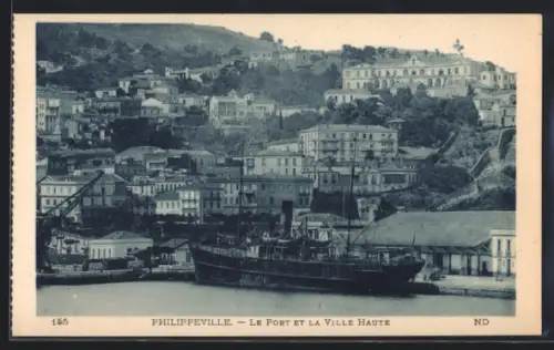 AK Philippeville, Le Port et la Ville Haute
