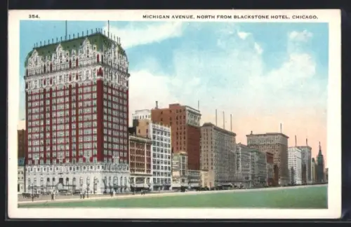 AK Chicago, IL, Michigan Avenue, North from Blackstone Hotel