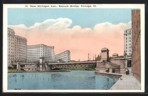 AK Chicago, IL, New Michigan Avenue, Bascule Bridge