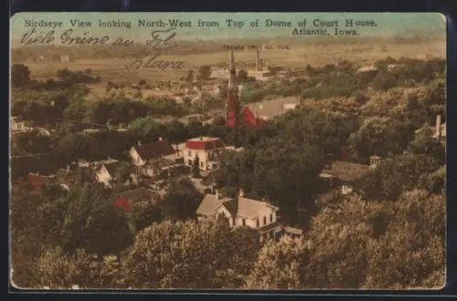 AK Atlantic, IA, Birdseye View looking North-West from Top of Dome of Court House