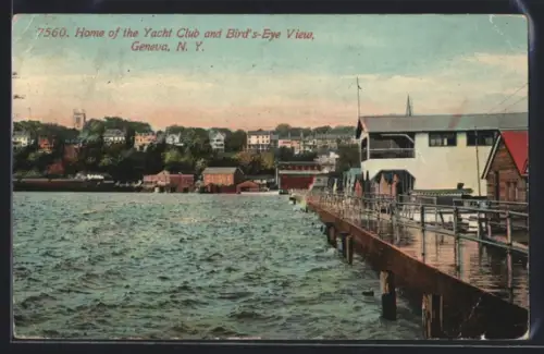 AK Geneva, NY, Home of the Yacht Club and Bird`s-Eye View