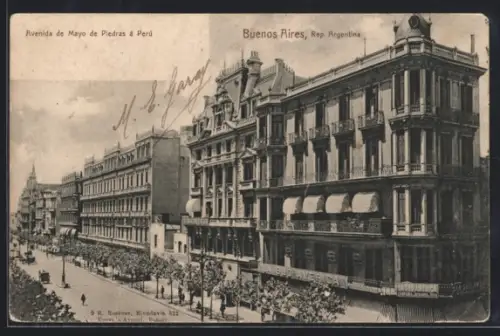 AK Buenos Aires, Avenida de Mayo de Piedras á Perú