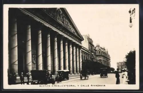 AK Buenos Aires, Catedral y Calle Rivadavia