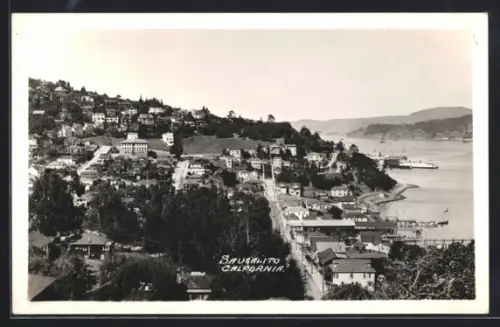 AK Sausalito, CA, Blick auf Stadt und Hafen