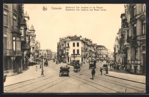 AK Ostende, Boulevard Van Iseghem et rue Royale