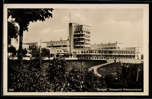 AK Stuttgart-Weissenhof, Höhenrestaurant Schönblick im Bauhaus-Stil