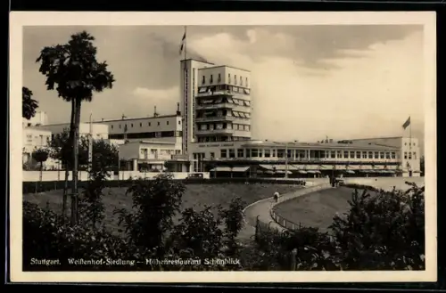 AK Stuttgart, Weissenhof-Siedlung, Höhenrestaurant Schönblick, Gebäude im Bauhaus-Stil